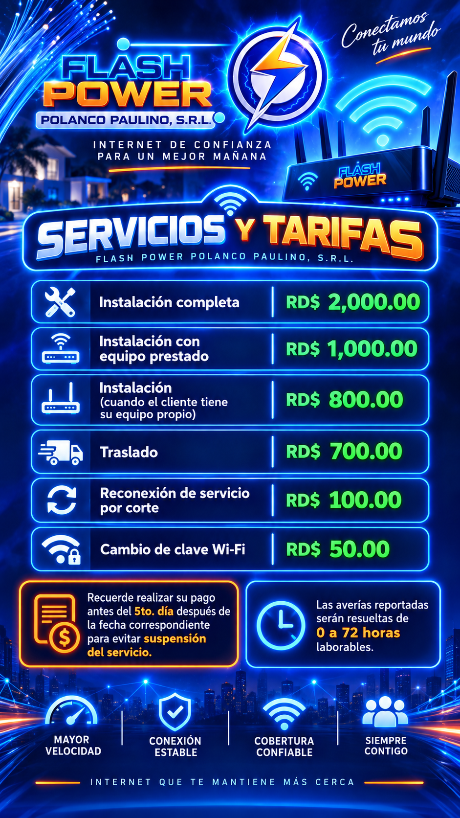 Información oficial de Flash Power